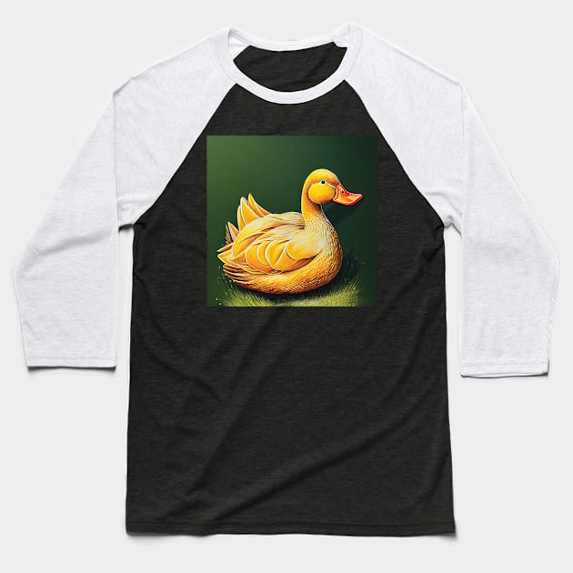 Farmyard Duck in an Illustrative Style Baseball T-Shirt by Geminiartstudio